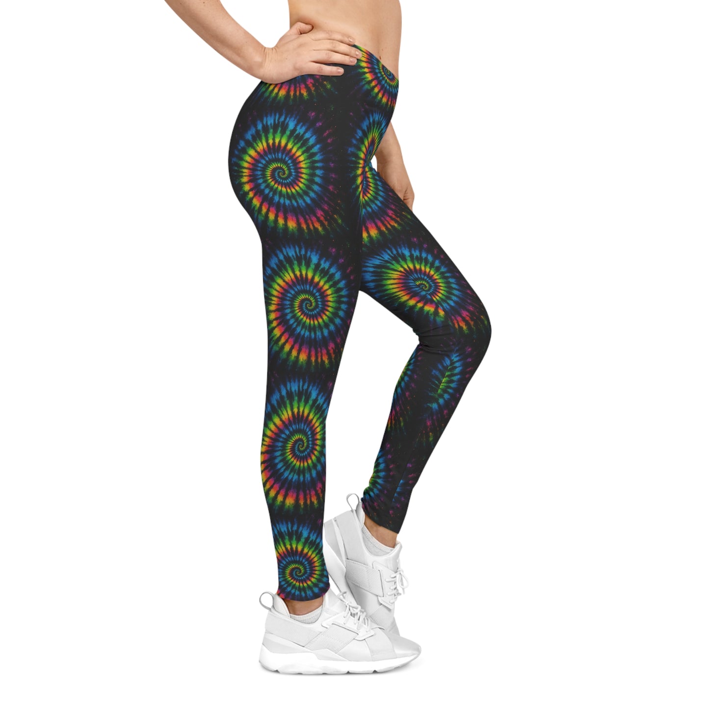 Rainbow Tie-Dye Spiral Leggings — Women's Psychedelic AOP Activewear