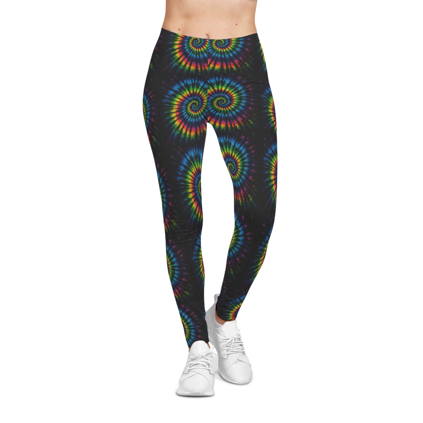 Rainbow Tie-Dye Spiral Leggings — Women's Psychedelic AOP Activewear