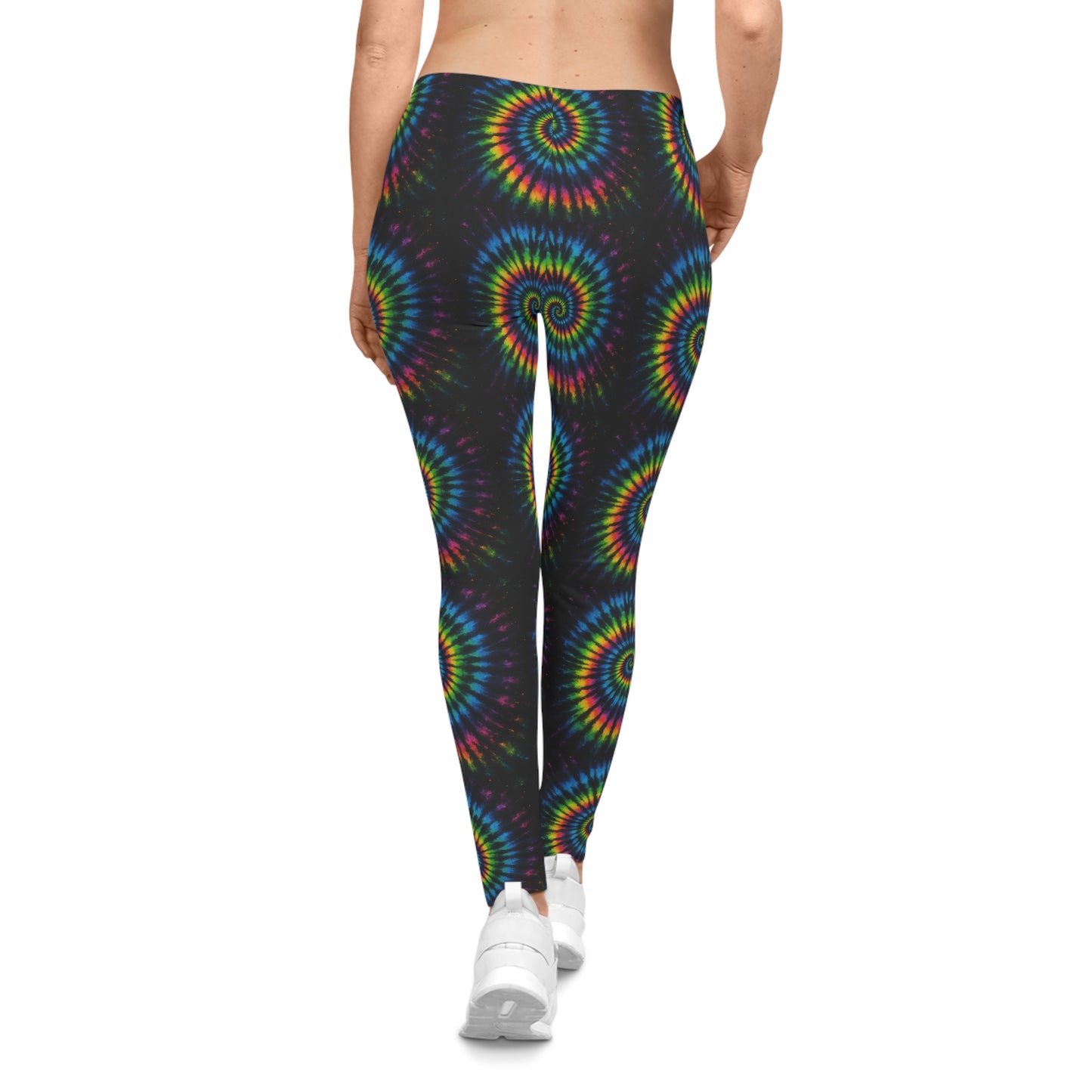 Rainbow Tie-Dye Spiral Leggings — Women's Psychedelic AOP Activewear