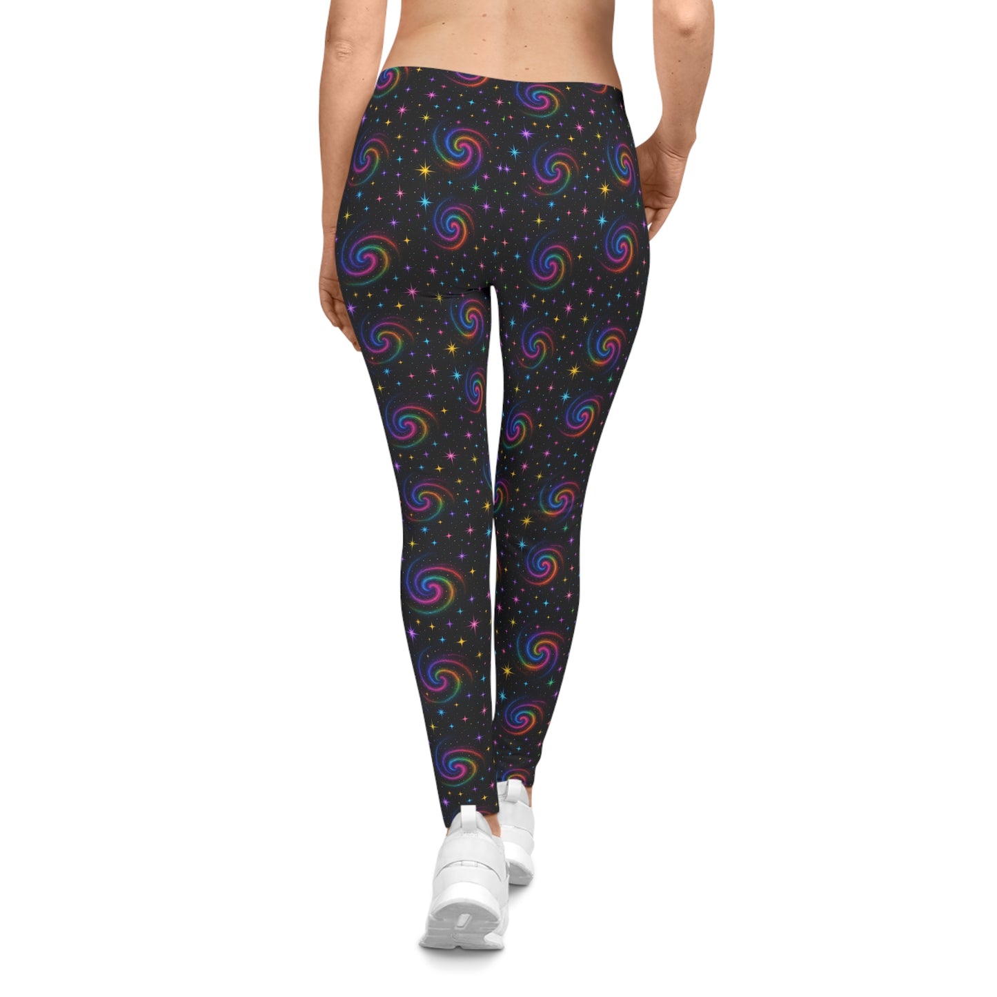 Rainbow Swirl Leggings — Women’s Colorful Galaxy Print All-Over-Leggings
