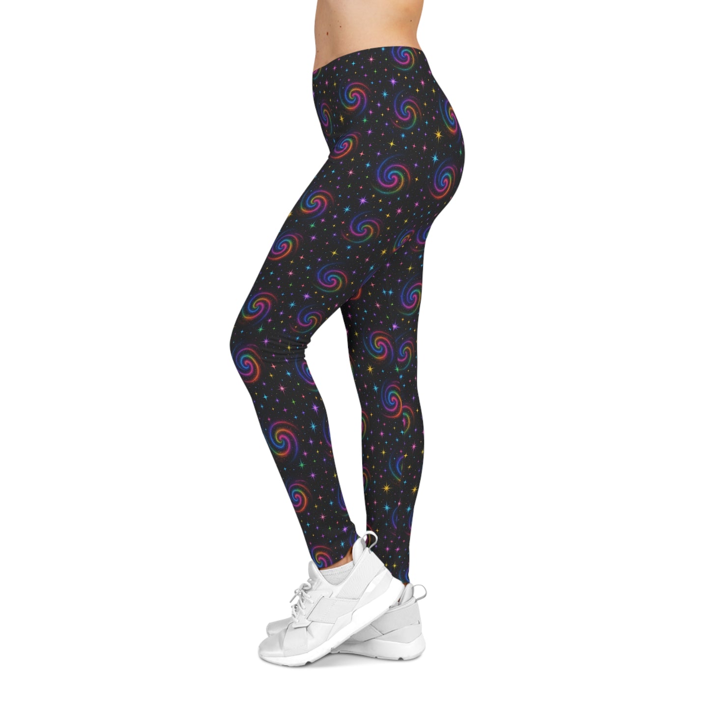 Rainbow Swirl Leggings — Women’s Colorful Galaxy Print All-Over-Leggings