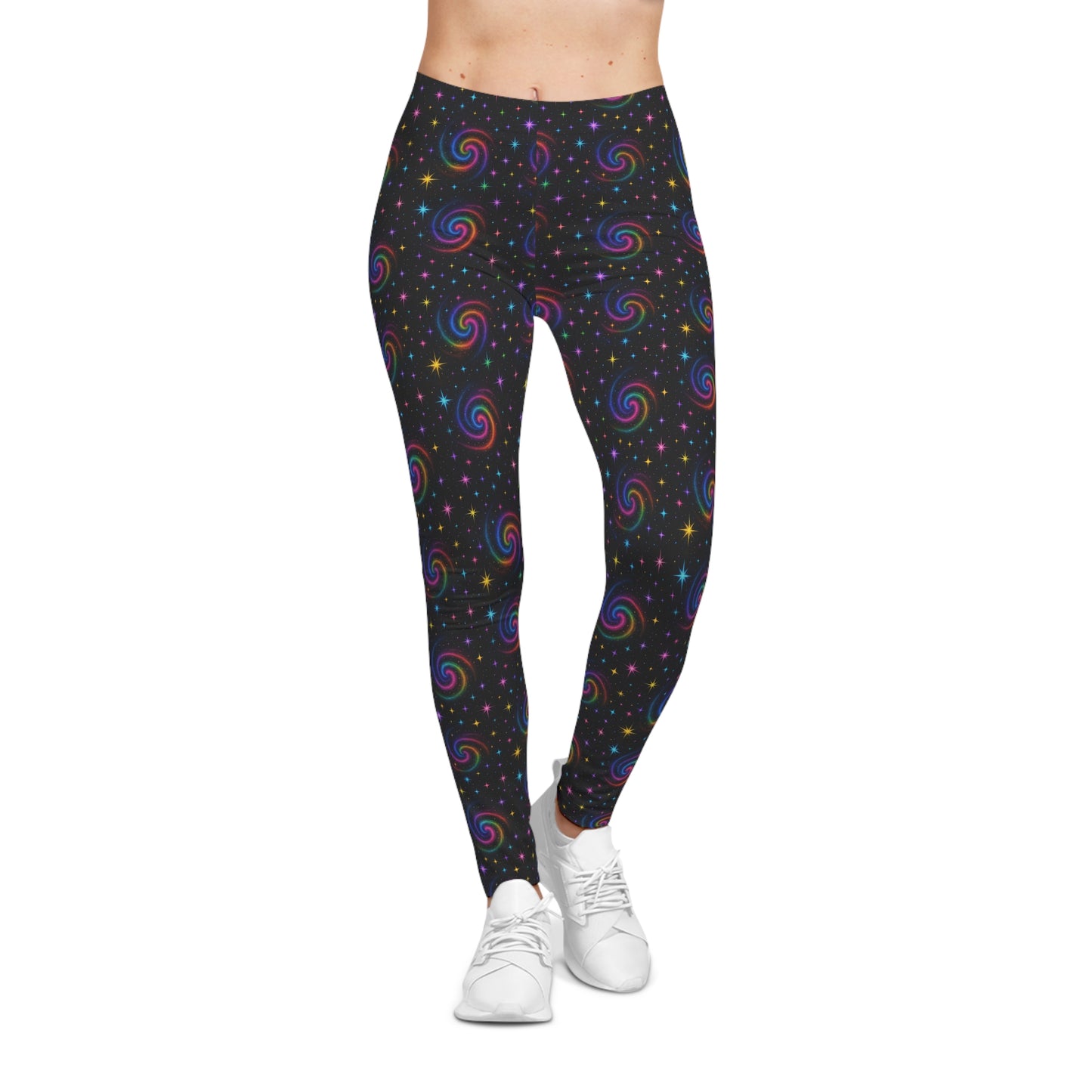 Rainbow Swirl Leggings — Women’s Colorful Galaxy Print All-Over-Leggings