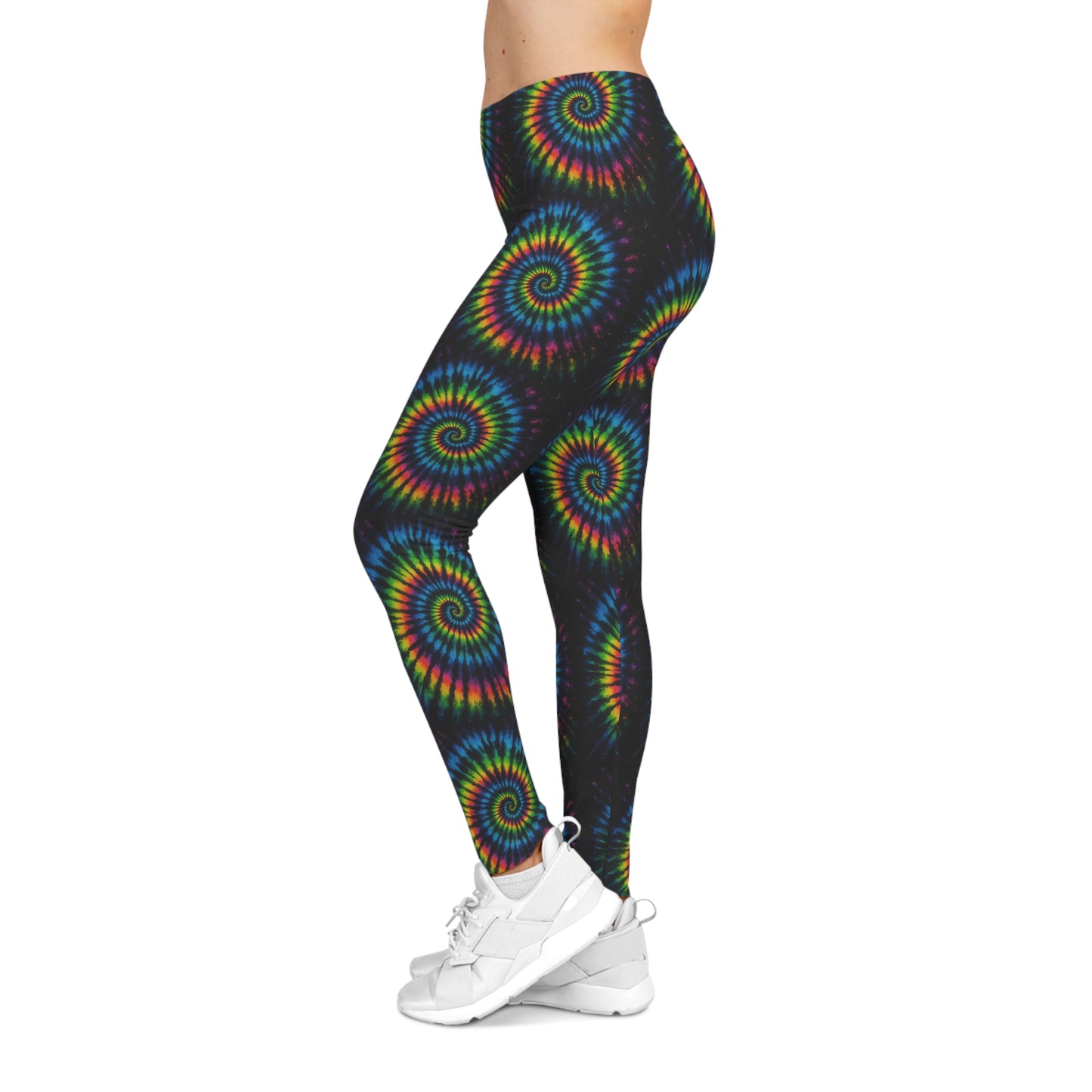 Rainbow Tie-Dye Spiral Leggings — Women's Psychedelic AOP Activewear