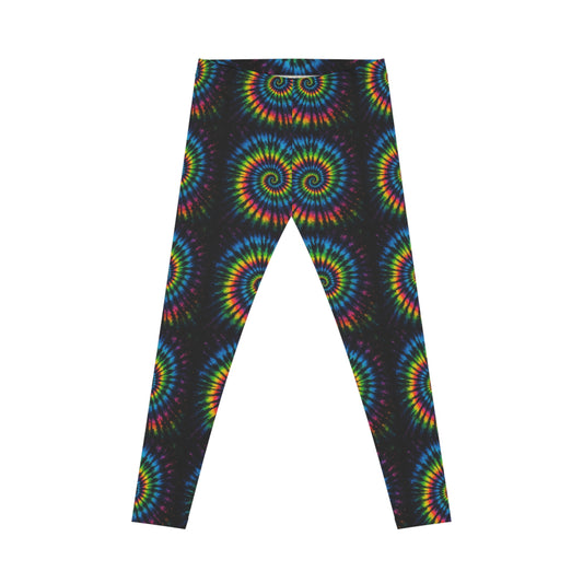 Rainbow Tie-Dye Spiral Leggings — Women's Psychedelic AOP Activewear